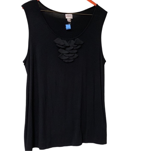 Merona black sleeveless knit tank with ruffle at neckline size XL - Picture 1 of 6